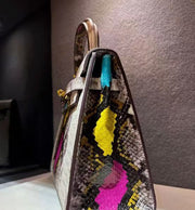 New Luxury Colorful snake pattern cowhide Handbag