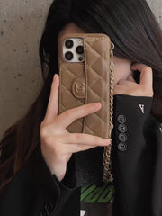 New Luxury Leather Insert card chain phone case for iPhone