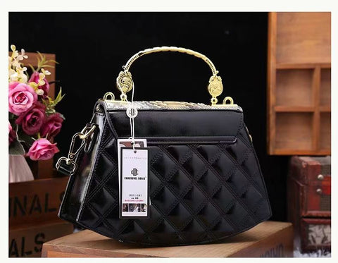 New Luxury contrasting colors cowhide Handbag