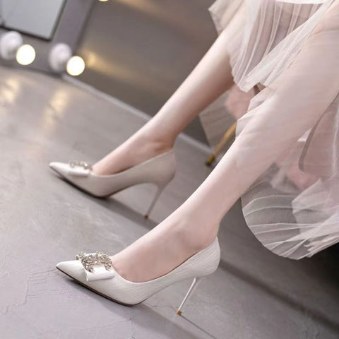 New Crystal Glitter pointed toe high heels