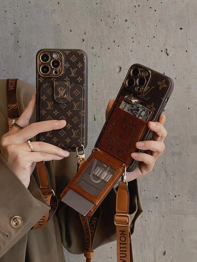 Luxury Retro Card Holder phone case for iPhone