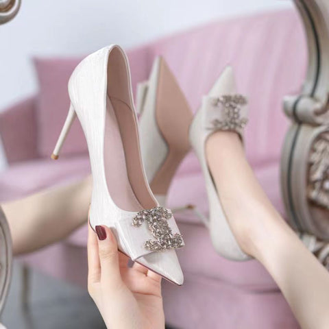 New Crystal Glitter pointed toe high heels