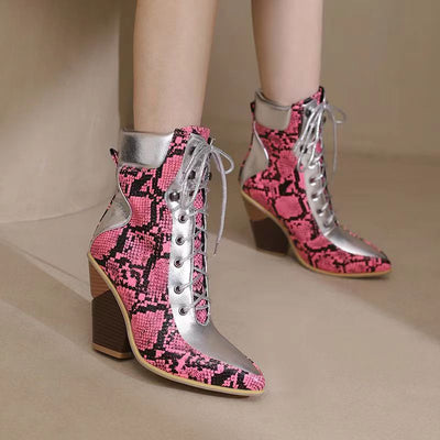 New Fashion Pointed Colored High Heel Short Boots