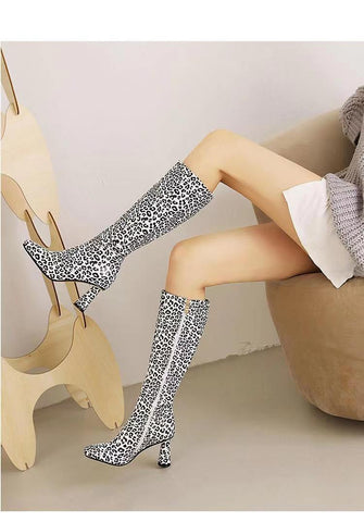 New Fashion leopard print sexy thick heels Long boots