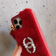 New Luxury Diamond Plush wrist strap phone case for iphone