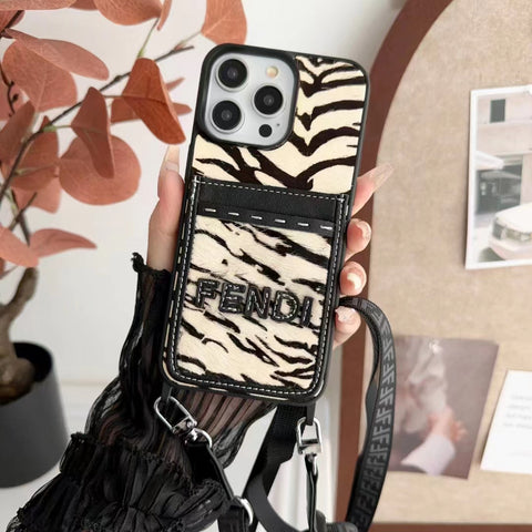 Luxury Leopard print cortex Insert card phone case for iPhone