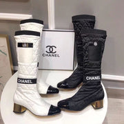 New Fashion Color matching diamond grid Long boots