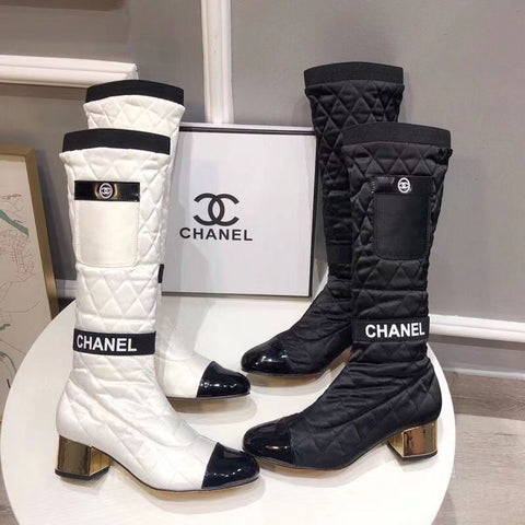 New Fashion Color matching diamond grid Long boots