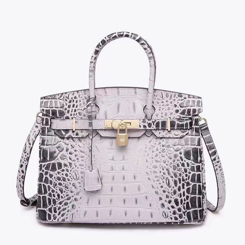 New Crocodile bone pattern platinum cortex Handbag