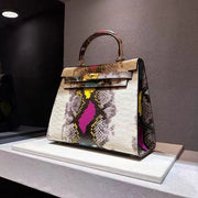 New Luxury Colorful snake pattern cowhide Handbag