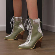 New Fashion Pointed Colored High Heel Short Boots