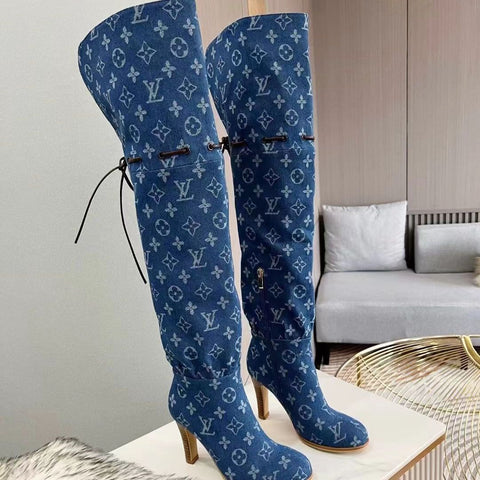 New Fashion Retro letter  High Heel  Long boots