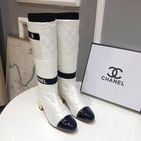 New Fashion Color matching diamond grid Long boots