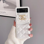 Luxury CC Diamond leather  phone case For Samsung Z flip