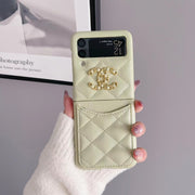 Luxury CC Diamond leather  phone case For Samsung Z flip