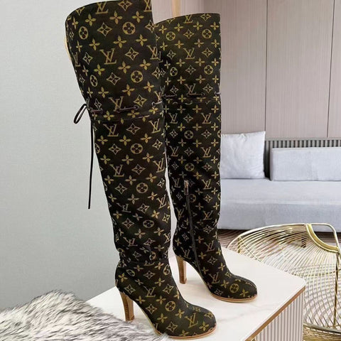 New Fashion Retro letter  High Heel  Long boots