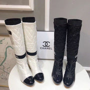 New Fashion Color matching diamond grid Long boots