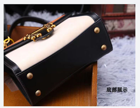 New fashion Retro contrasting colors cowhide Handbag