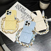 Luxury Leather card Scarf chain  phone case for iphone