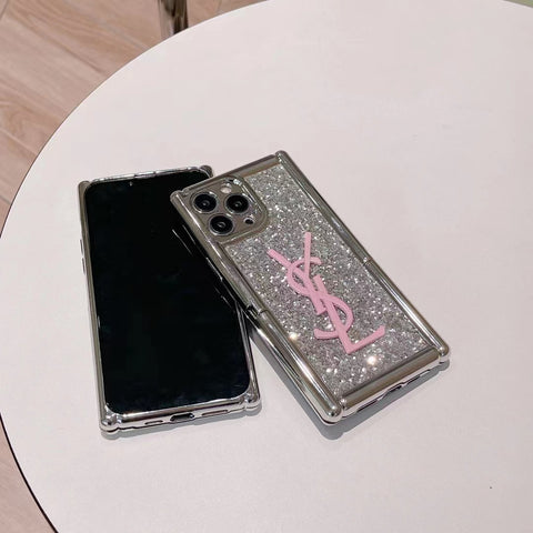 Fashion Sparkling powder invisible bracket phone case for iPhone