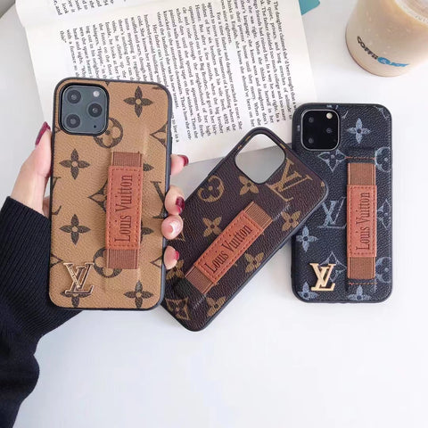 Luxury VL Wrist strap leather phone case for iphone