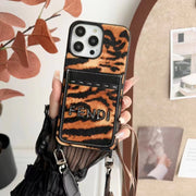 Luxury Leopard print cortex Insert card phone case for iPhone