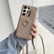 Leather Card Holder  Makeup mirror phone case For samsung S24