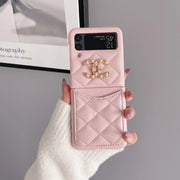 Luxury CC Diamond leather  phone case For Samsung Z flip