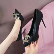 New Crystal Glitter pointed toe high heels