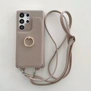 Leather Card Holder  Makeup mirror phone case For samsung S24