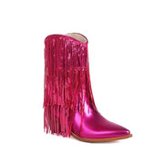 New Fashion Pointed tassel sequins short boots