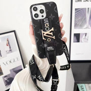 Luxury wrist strap Leather  phone case for iphone