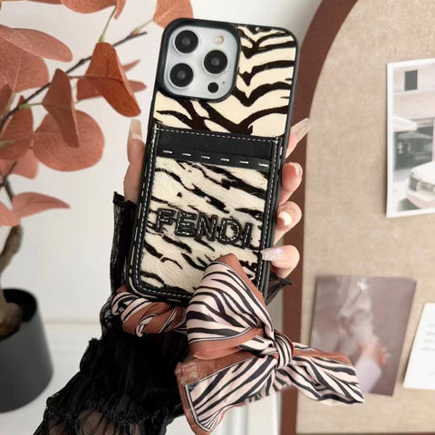 Luxury Leopard print cortex Insert card phone case for iPhone