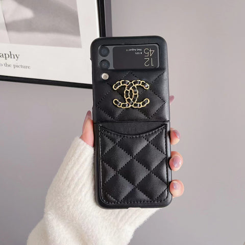 Luxury CC Diamond leather  phone case For Samsung Z flip