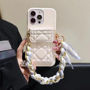 Luxury Leather card Scarf chain  phone case for iphone