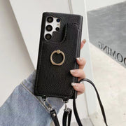 Leather Card Holder  Makeup mirror phone case For samsung S24