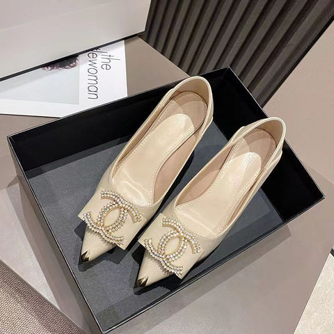 2023 CC diamond pointed toe high heels