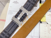 New Luxury Checker printing cowhide belt