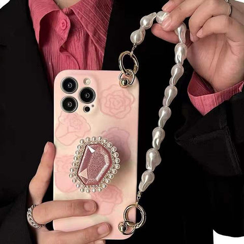 Light Pink Rose Pearl Holder Phone Case