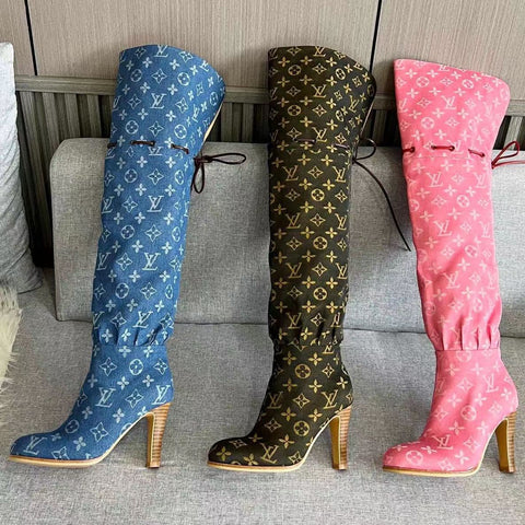 New Fashion Retro letter  High Heel  Long boots