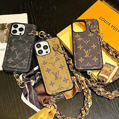 Luxury  Leather card  Scarf chain phone case for iphone