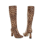 New Fashion leopard print sexy thick heels Long boots