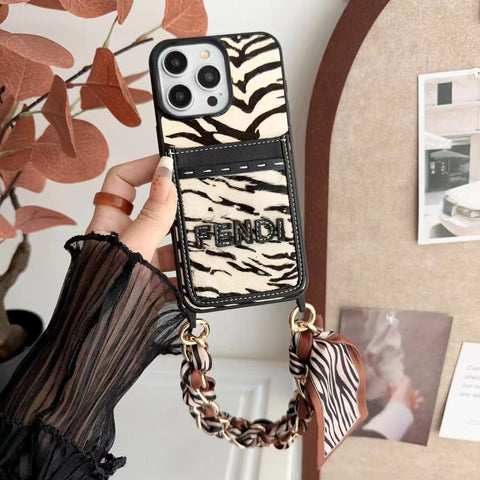 Luxury Leopard print cortex Insert card phone case for iPhone