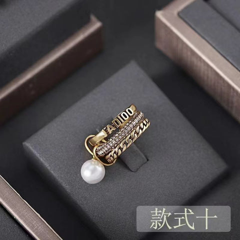 Retro diamond pearl Ring