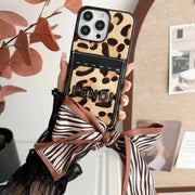 Luxury Leopard print cortex Insert card phone case for iPhone