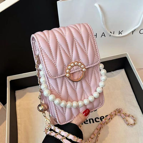 New Luxury Pearl Chain crossbody Universal phone bag