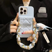 Luxury Leather card Scarf chain  phone case for iphone