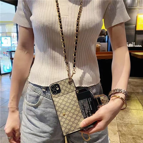 New Luxury  Insert card Crossbody phone case for iPhone