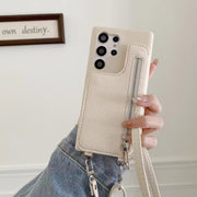 Leather Card Holder  Makeup mirror phone case For samsung S24