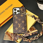 Luxury  Leather card  Scarf chain phone case for iphone